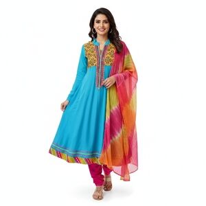 Women's Indian Pakistani Salwar Kameez Beaded Anarkali Style 3-Piece, Small